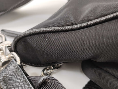 PRADA Nylon Re-Edition 2005 Re-Nylon Chain Shoulder Bag, Black, 1BH204