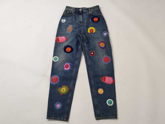 LOUIS VUITTON Yayoi Kusama Collaboration Face Patch Jeans Pants
