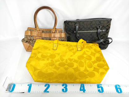 COACH Signature Handbag/Tote Bag/Pouch 3-Piece Set Shoulder Bag