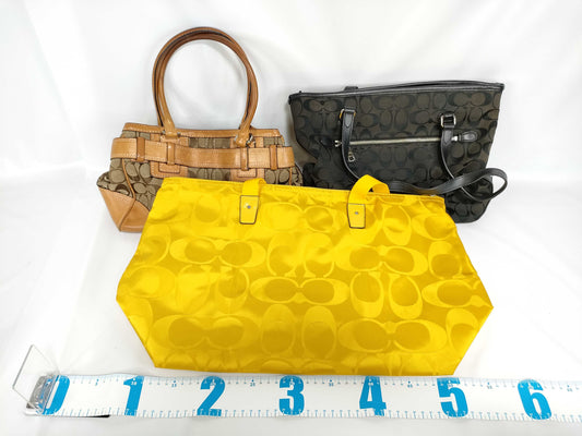 COACH Signature Handbag/Tote Bag/Pouch 3-Piece Set Shoulder Bag