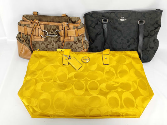 COACH Signature Handbag/Tote Bag/Pouch 3-Piece Set Shoulder Bag