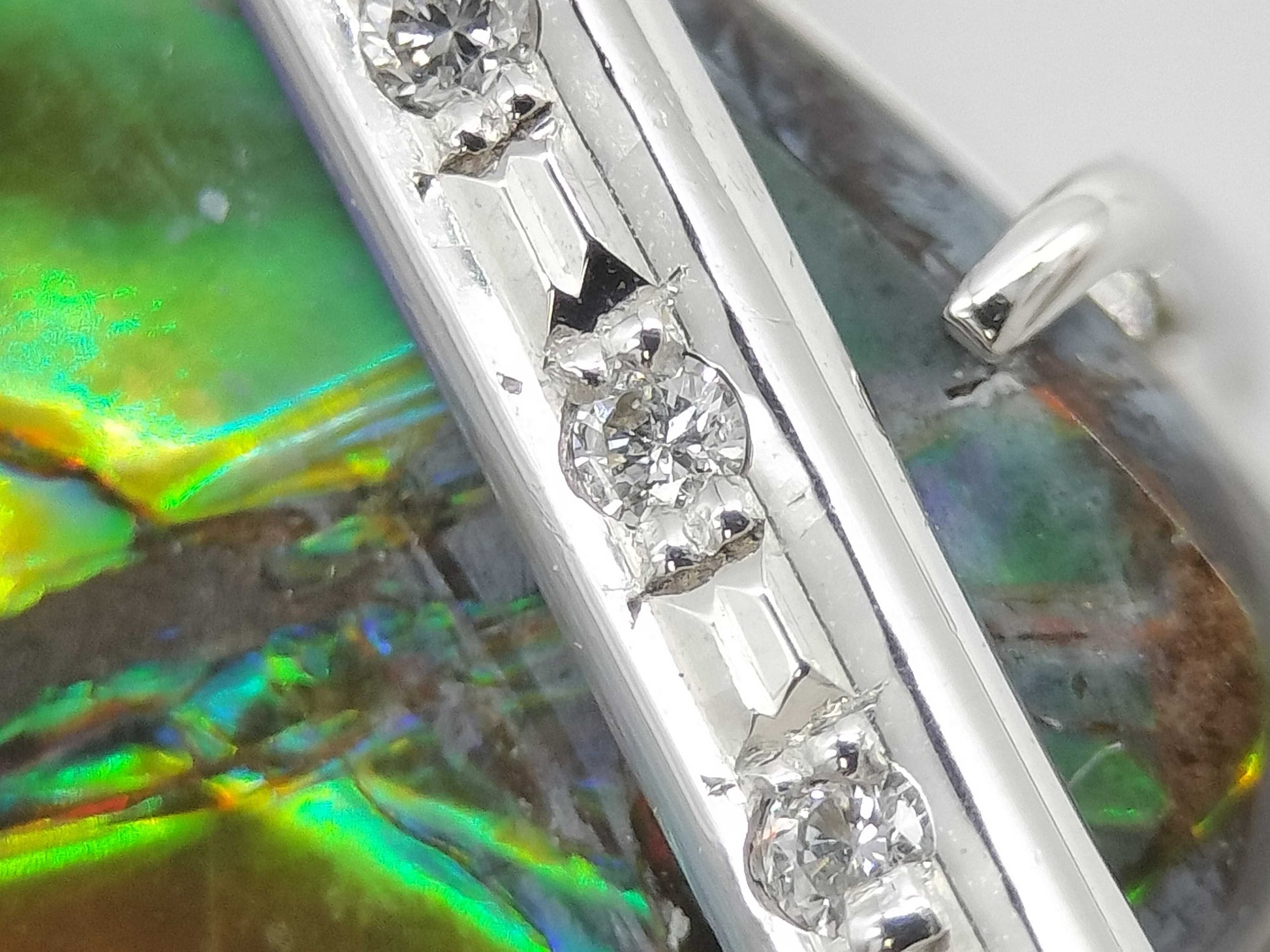 Ammolite 21.401ct D0.06ct K18WG/K18 13.1g Necklace 