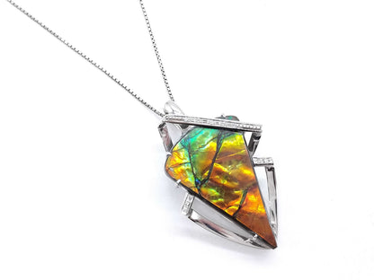 Ammolite 21.401ct D0.06ct K18WG/K18 13.1g Necklace 