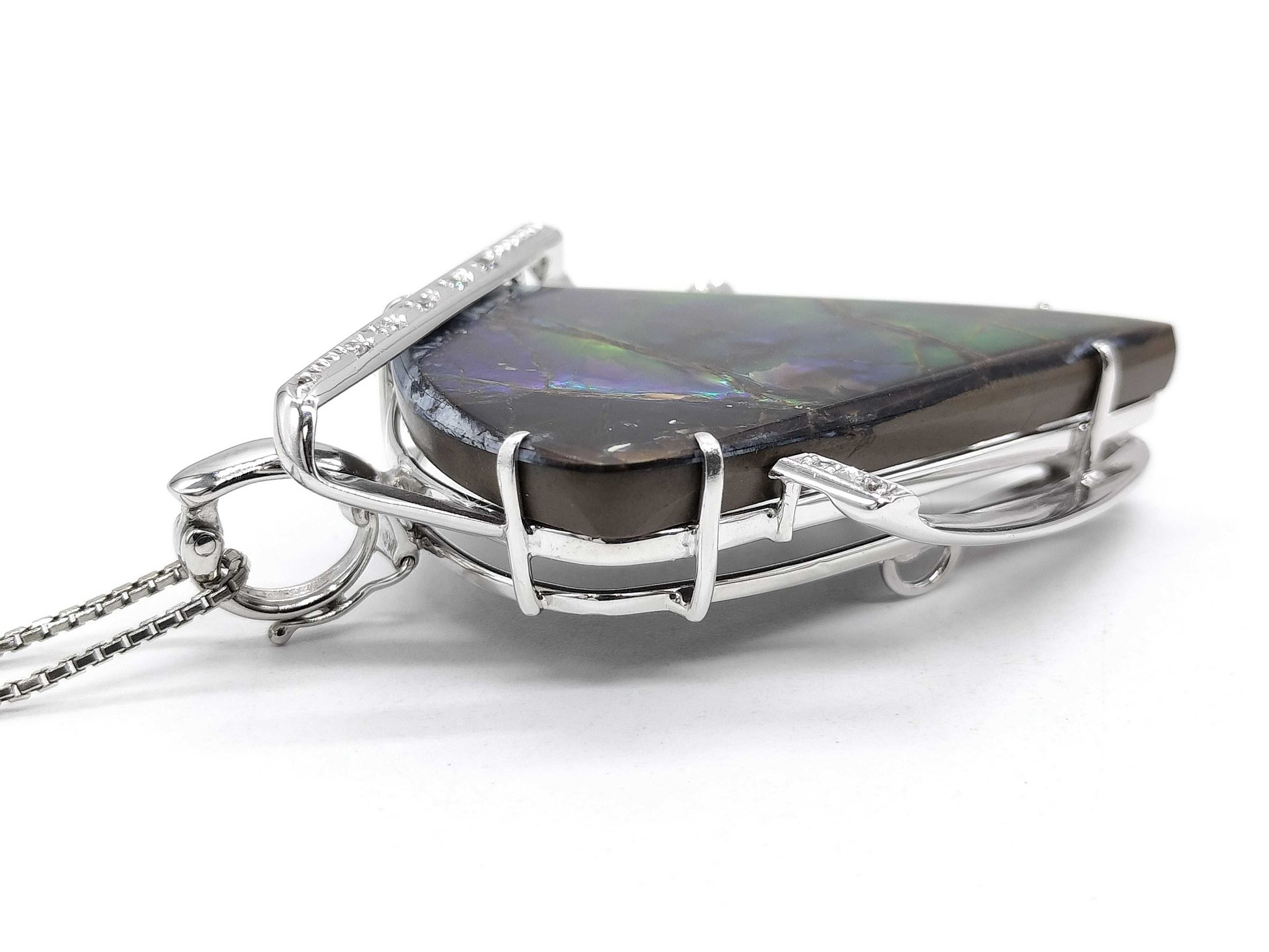 Ammolite 21.401ct D0.06ct K18WG/K18 13.1g Necklace 