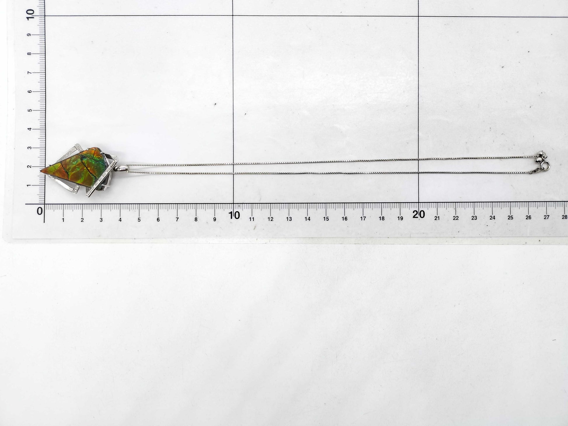 Ammolite 21.401ct D0.06ct K18WG/K18 13.1g Necklace 