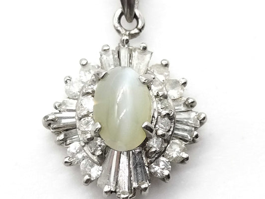 Chrysoberyl Cat's Eye 1.00ct D0.47ct PT900 1.9g Pendant Top 