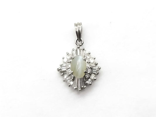 Chrysoberyl Cat's Eye 1.00ct D0.47ct PT900 1.9g Pendant Top 