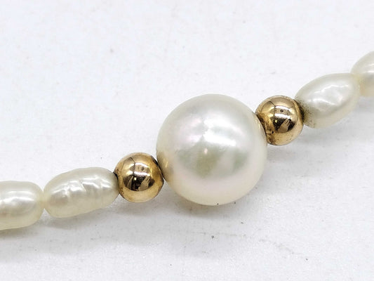 Keshi pearl diameter approx. 2.8mm / Akoya pearl diameter approx. 6.6mm K18/METAL 4.8g Necklace 