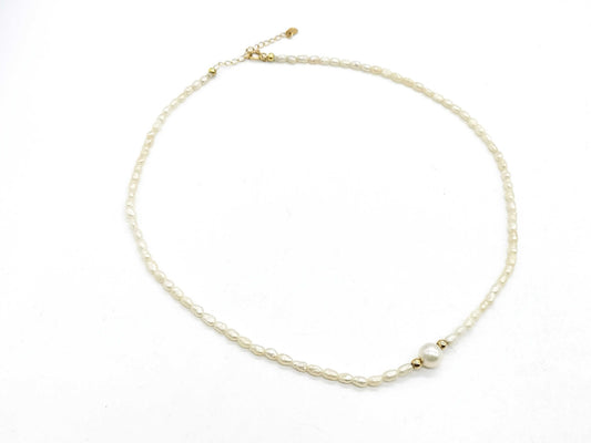 Keshi pearl diameter approx. 2.8mm / Akoya pearl diameter approx. 6.6mm K18/METAL 4.8g Necklace 