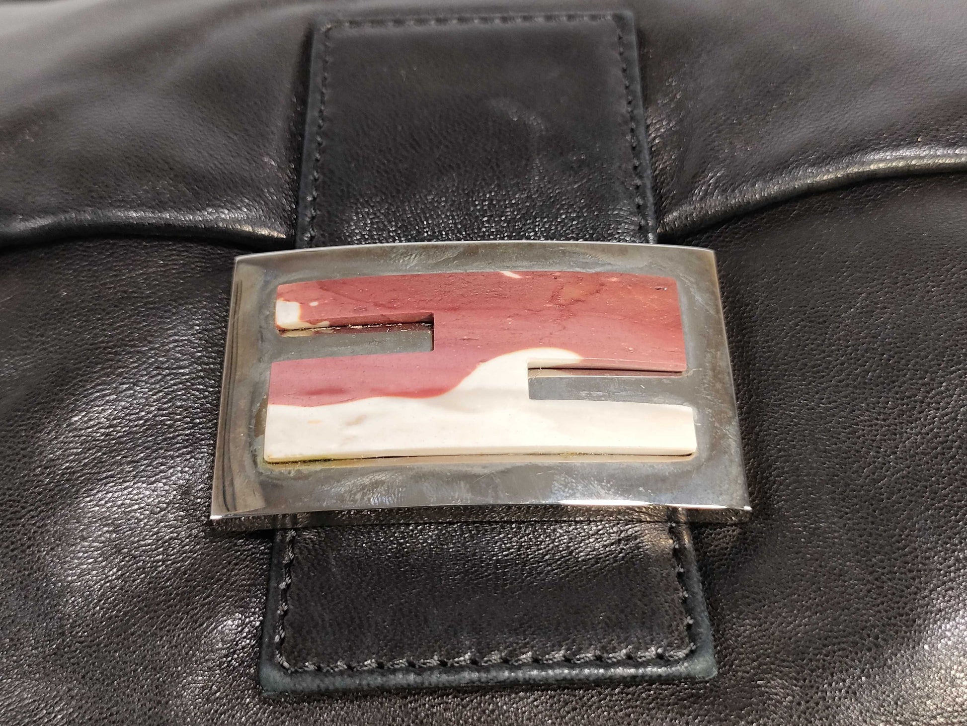 FENDI Mamma Bucket Leather Shoulder Bag Black