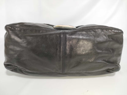 FENDI Mamma Bucket Leather Shoulder Bag Black