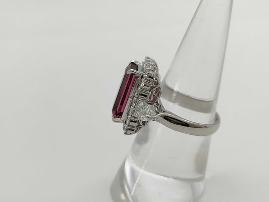 Rubellite 4.37ct D0.91ct/1.13ct PT900 10.3g Ring 