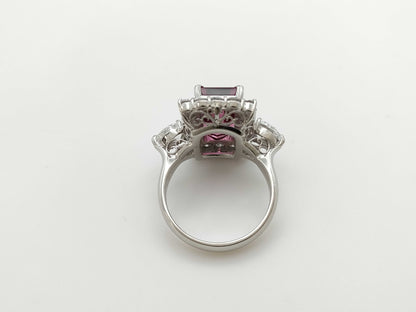 Rubellite 4.37ct D0.91ct/1.13ct PT900 10.3g Ring 