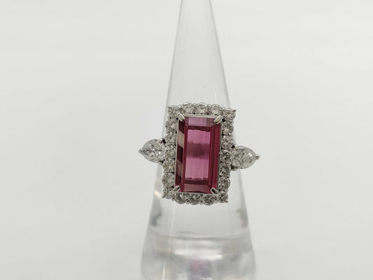 Rubellite 4.37ct D0.91ct/1.13ct PT900 10.3g Ring 