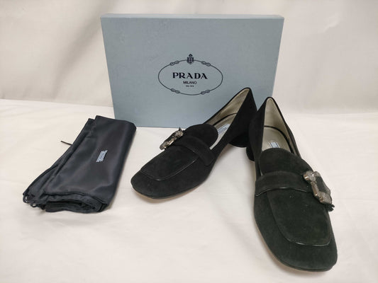 PRADA Suede Beaded Black Mules