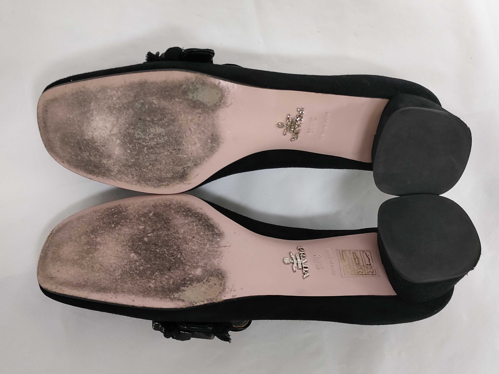 PRADA Suede Beaded Black Mules