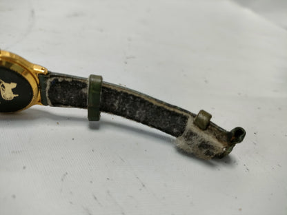 CELINE Horse and Carriage Logo Watch, Vintage Crocodile Embossed, Unmoving, Women's Watch