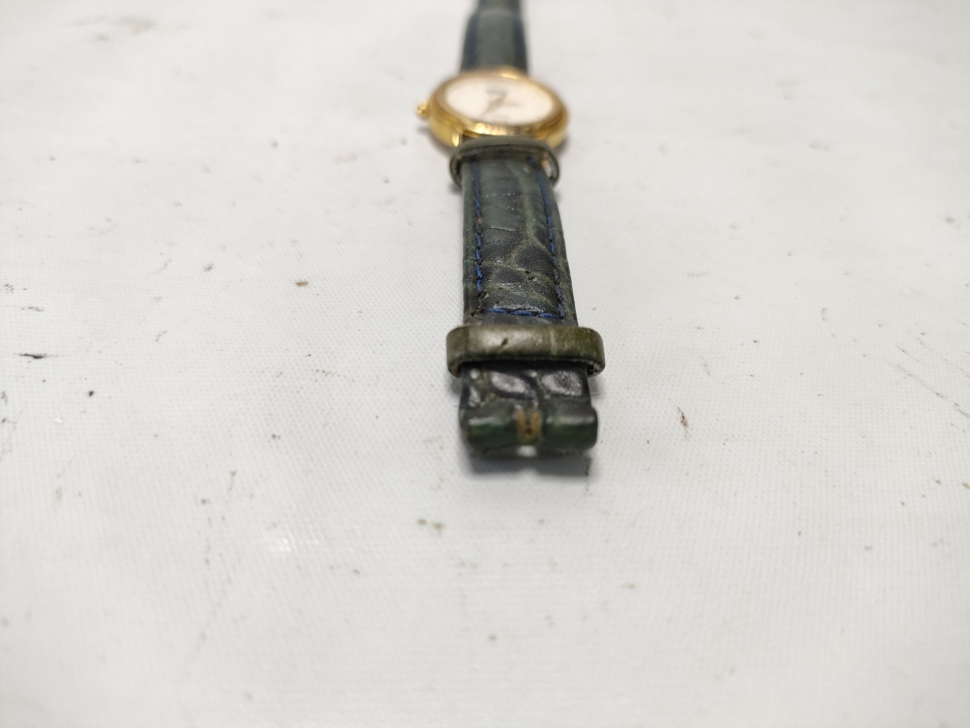 CELINE Horse and Carriage Logo Watch, Vintage Crocodile Embossed, Unmoving, Women's Watch