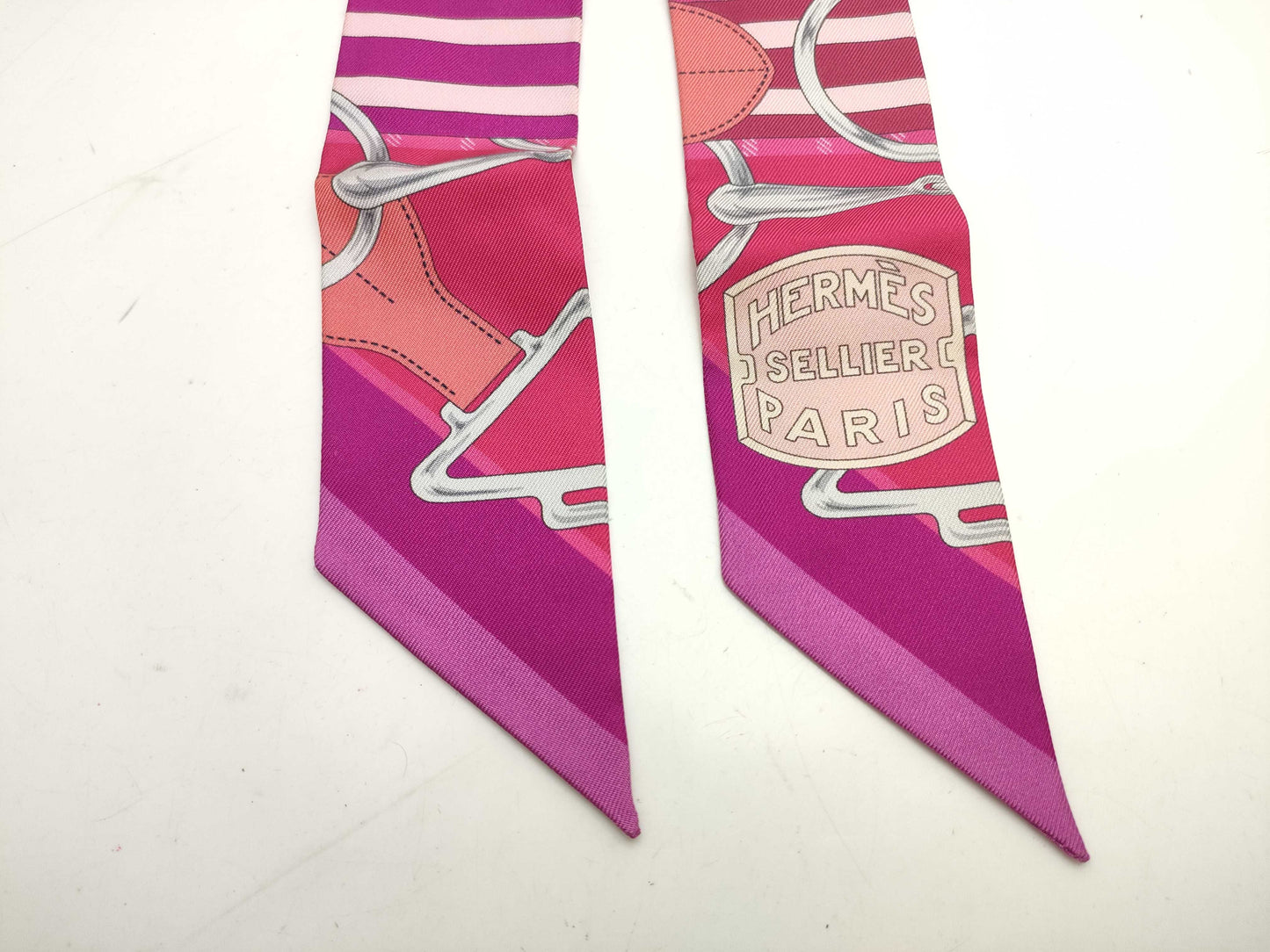 HERMES Twilly Tattersall Scarf