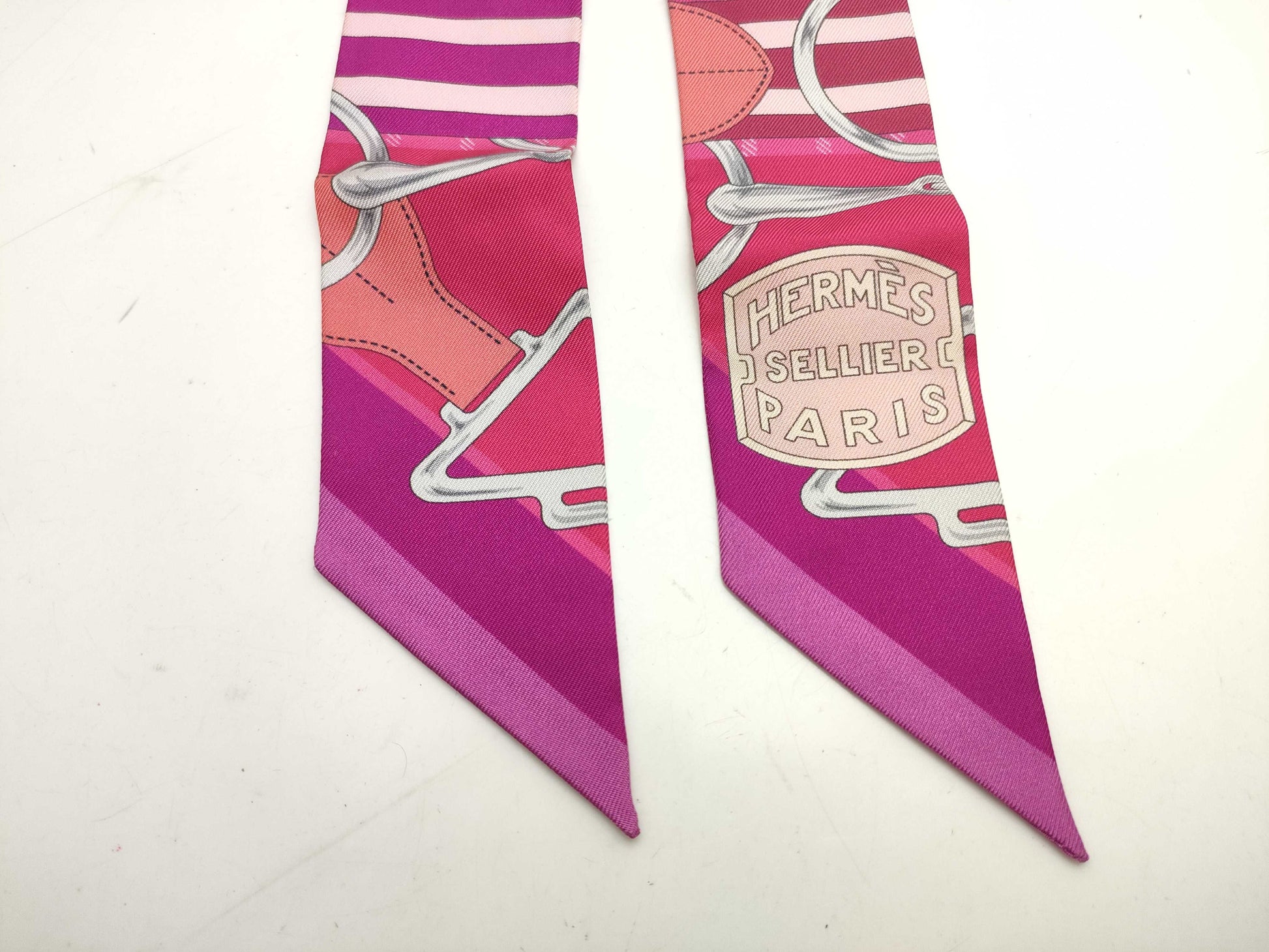 HERMES Twilly Tattersall Scarf
