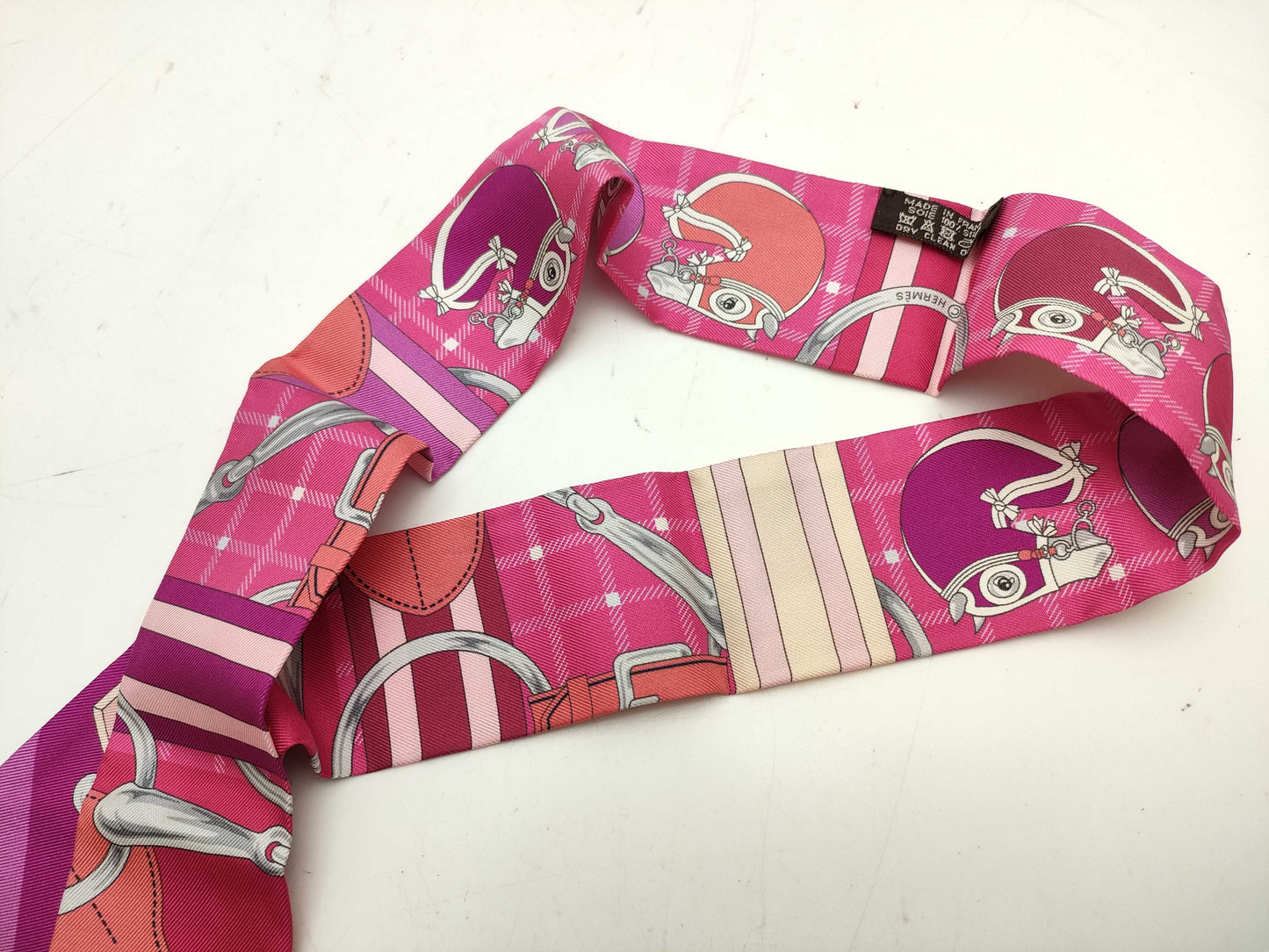 HERMES Twilly Tattersall Scarf