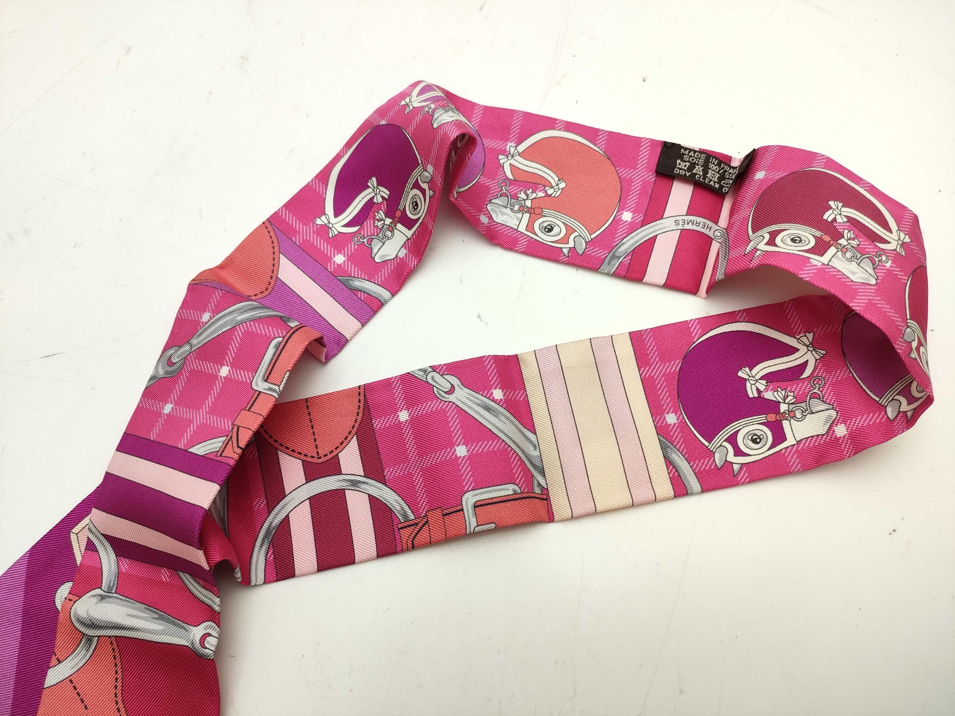 HERMES Twilly Tattersall Scarf