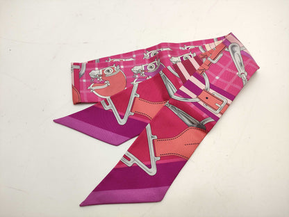 HERMES Twilly Tattersall Scarf