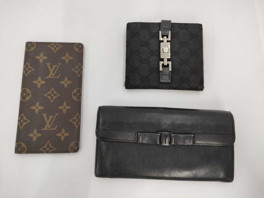 Louis Vuitton Monogram Wallet *1 / Gucci Jackie Wallet *1 / Ferragamo Wallet *1 / 3-Piece Designer Wallet Set