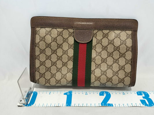 GUCCI GG PVC GG Pattern Sherry Line Clutch Bag