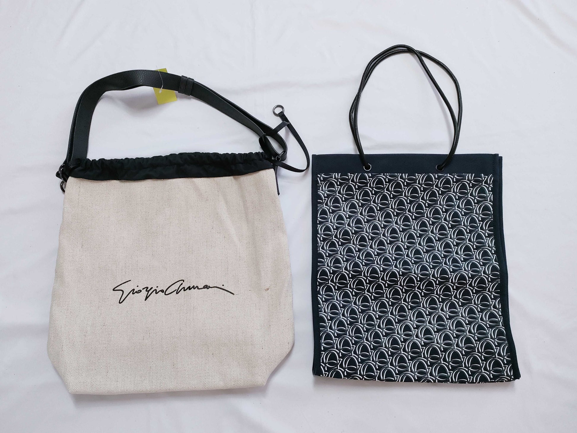 ARMANI Canvas Tote/Hand 2-Piece Tote Bag