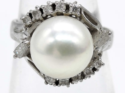 Pearl, diameter approx. 9.2mm, D 0.22ct, Pm900, 6.6g, Ring 