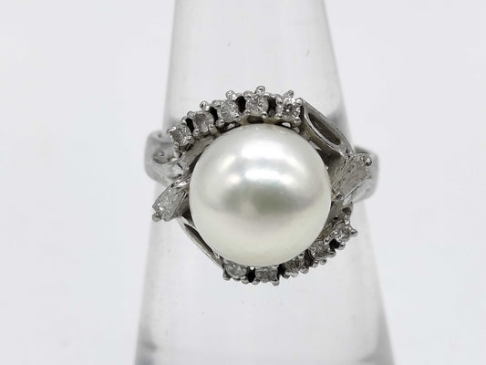Pearl, diameter approx. 9.2mm, D 0.22ct, Pm900, 6.6g, Ring 