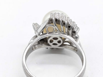 Pearl, diameter approx. 9.2mm, D 0.22ct, Pm900, 6.6g, Ring 