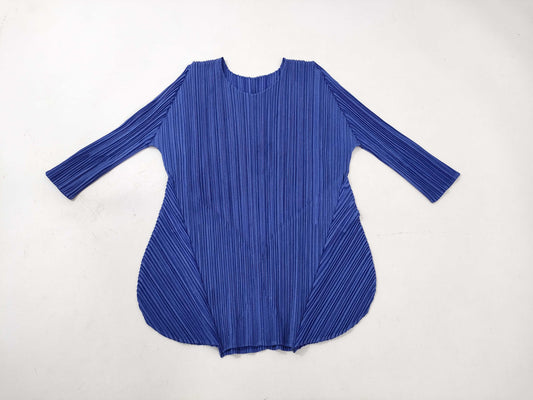 PLEATS PLEASE Pleats Please Top Blue 3/4 Sleeve Top