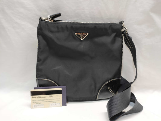 PRADA nylon and leather shoulder bag