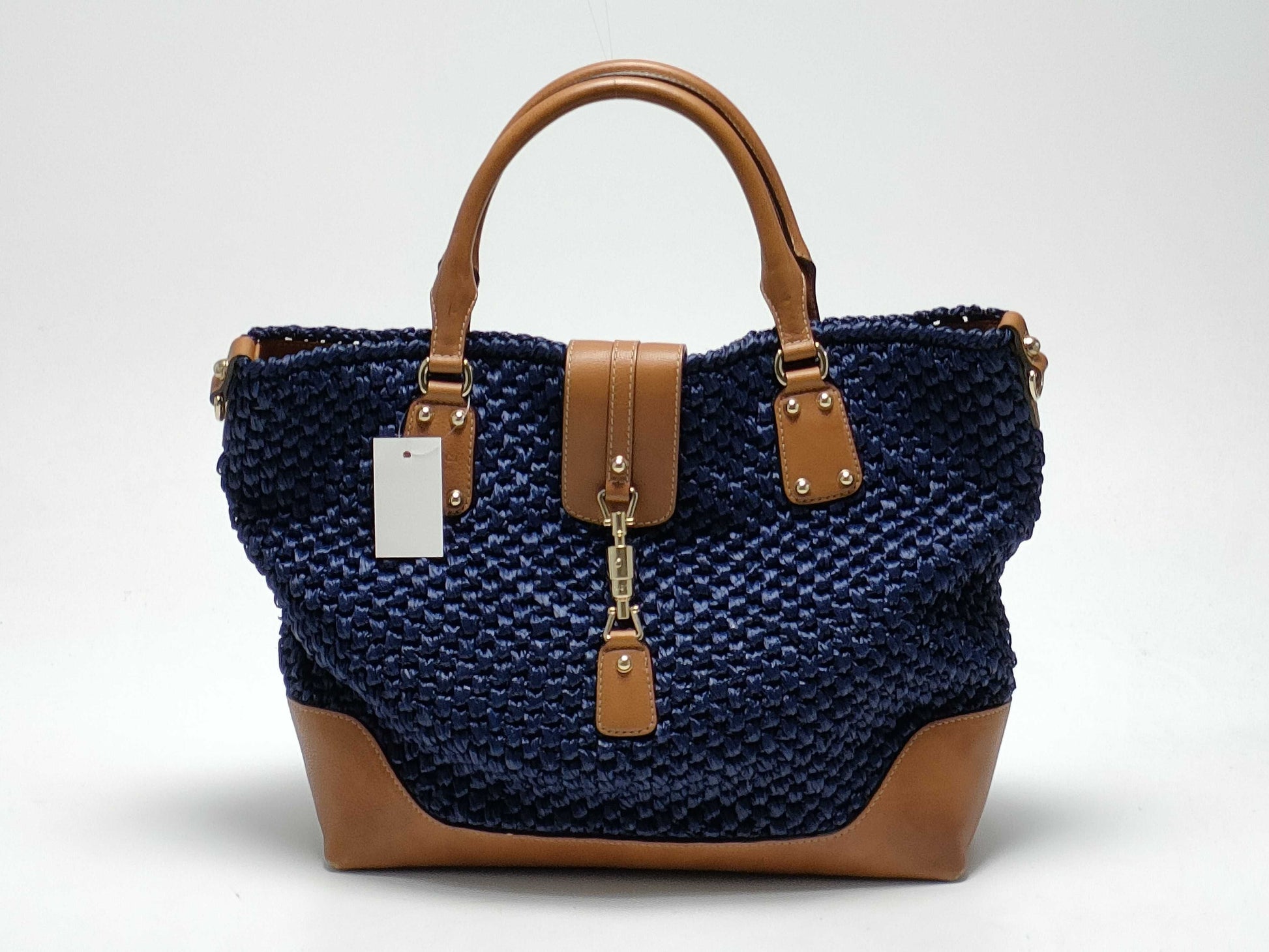 GUCCI Jackie Straw Tote Bag