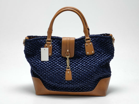 GUCCI Jackie Straw Tote Bag