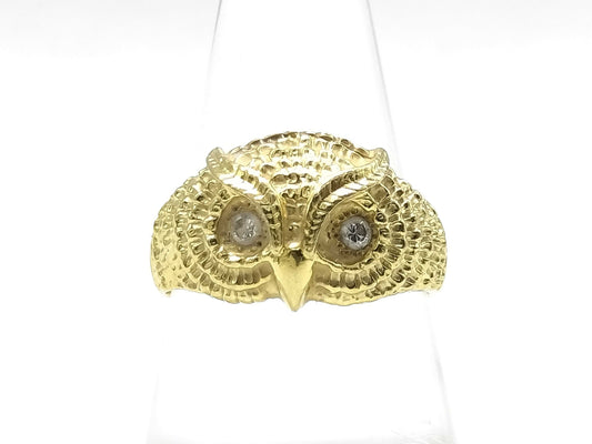 Owl motif D0.10ct K18 4.7g ring 