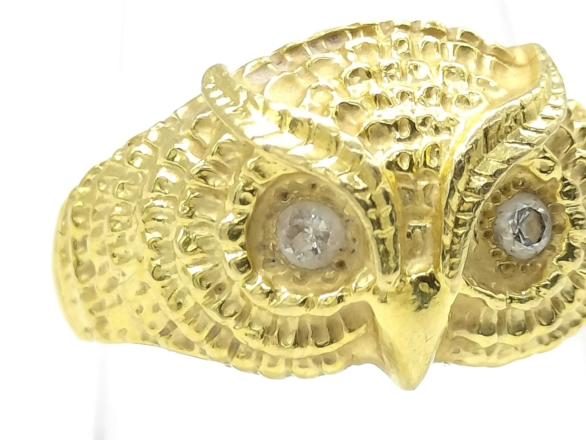 Owl motif D0.10ct K18 4.7g ring 