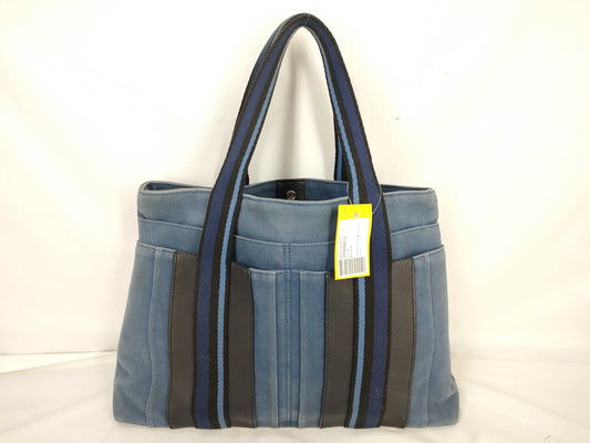 HERMES Troca Troca Horizontal MM Canvas Blue Tote Bag