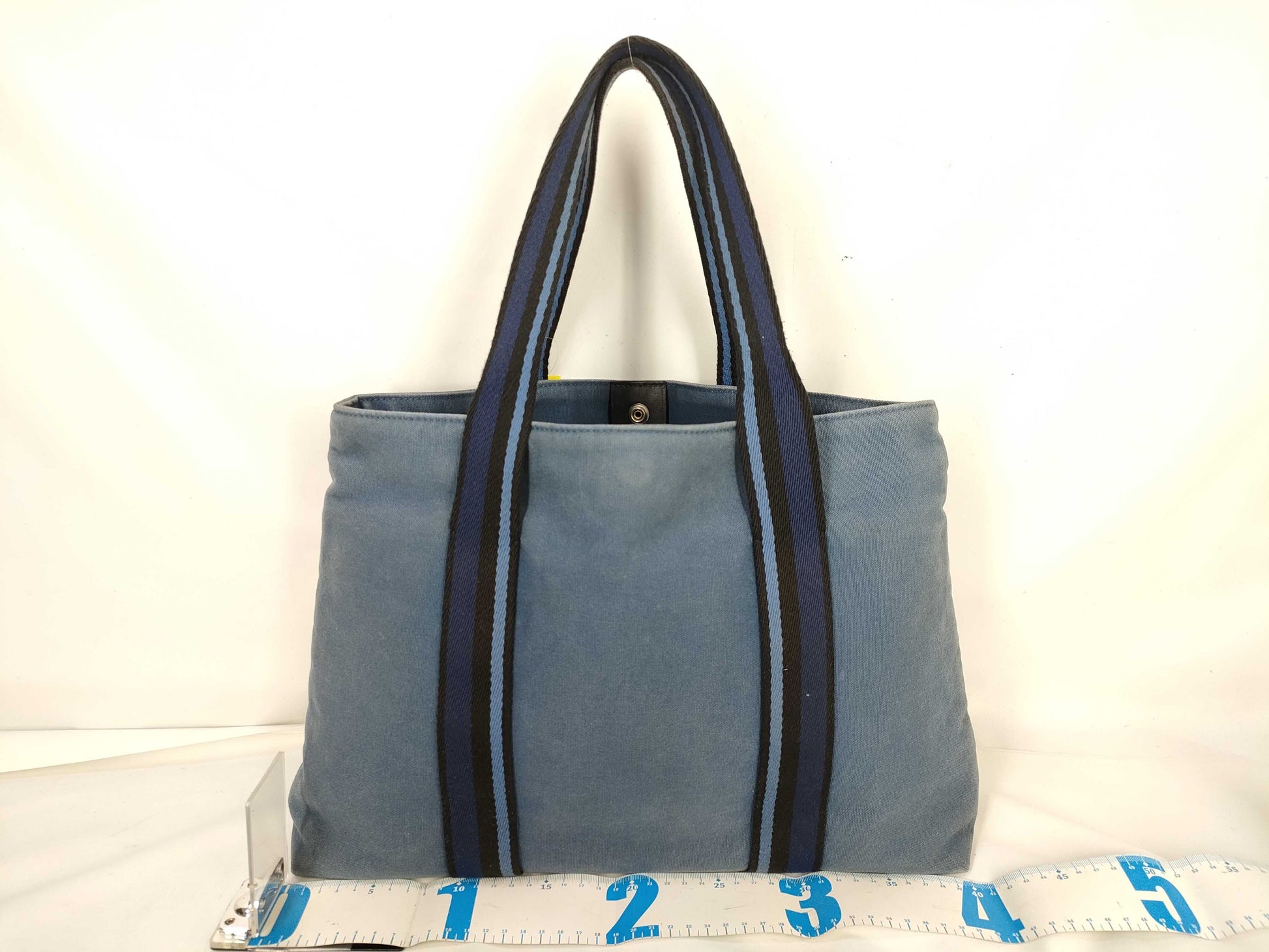 HERMES Troca Troca Horizontal MM Canvas Blue Tote Bag