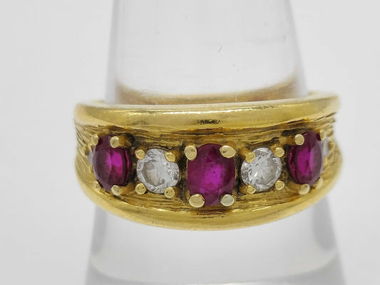 R 0.94ct D 0.32ct K18 8.1g Ring 