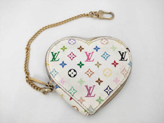 LOUIS VUITTON Heart Coin Case White Coin Case