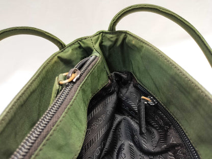 PRADA Nylon Khaki Tote Bag/Shoulder Bag 