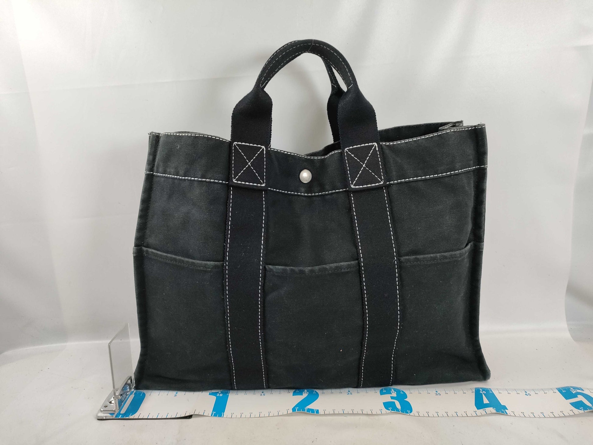 HERMES Foul Toe Canvas Handbag Tote Bag