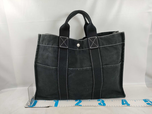 HERMES Foul Toe Canvas Handbag Tote Bag