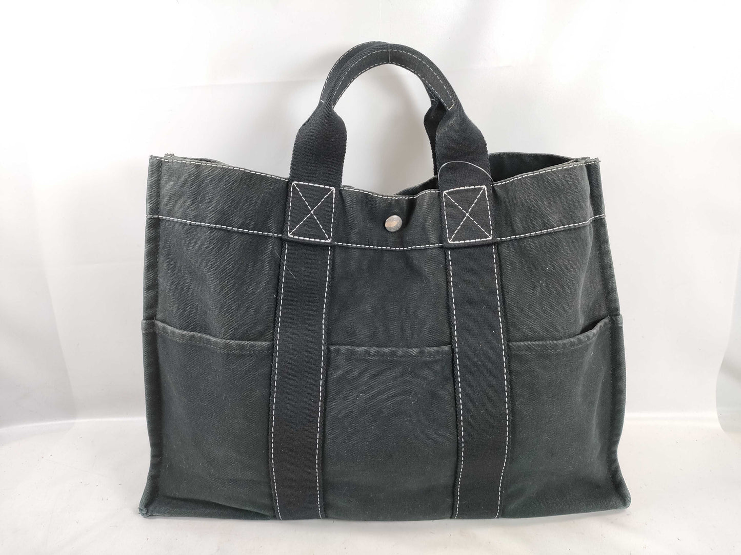 HERMES Foul Toe Canvas Handbag Tote Bag