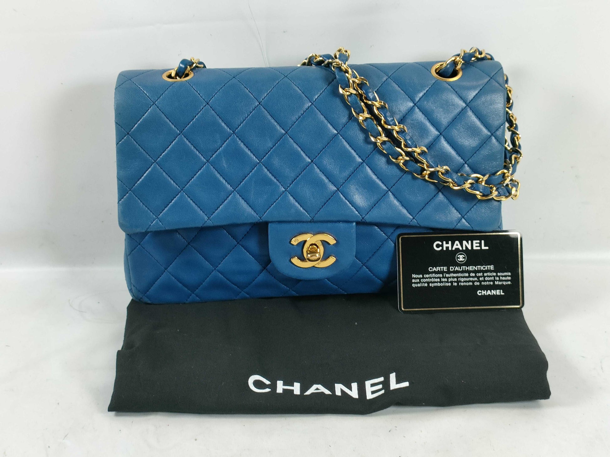 CHANEL Lambskin Double Flap Matelasse Shoulder Bag