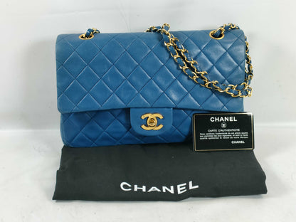 CHANEL Lambskin Double Flap Matelasse Shoulder Bag