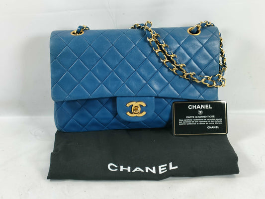 CHANEL Lambskin Double Flap Matelasse Shoulder Bag